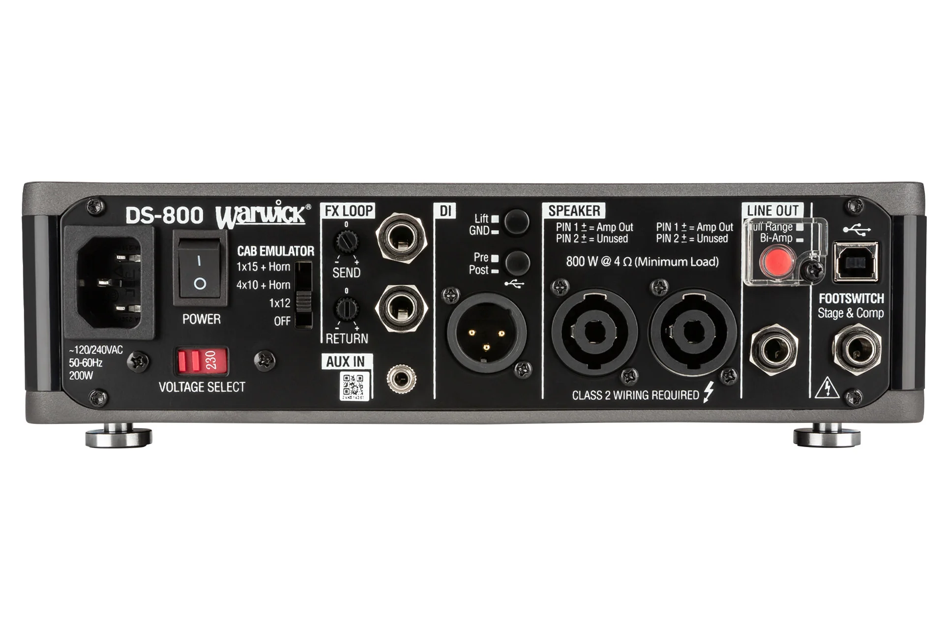 Stage Series DS 800 Double Stage Bass Amp Head with USB-Interface, 800 Watt